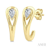 1/3 Ctw Pear Cut Diamond Half Hoop Fashion Earrings in 14K Yellow Gold