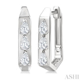 1/2 Ctw Pear Cut Diamond Hexagonal Fashion Hoop Earrings in 14K White Gold