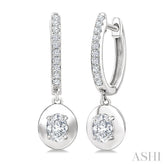 1/2 Ctw Oval Shape Dome Round Cut Diamond Fashion Huggie Earrings in 14K White Gold