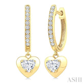 1/2 Ctw Heart Shape Dome Round Cut Diamond Fashion Huggie Earrings in 14K Yellow Gold