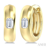 1/3 Ctw Bezel Set Emerald Cut Diamond Fashion Huggie Earrings in 14K Yellow Gold