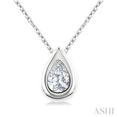1/3 Ctw Bezel Set Pear Cut Diamond Bubble Fashion Pendant With Chain in 14K White Gold