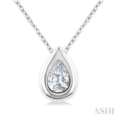1/3 Ctw Bezel Set Pear Cut Diamond Bubble Fashion Pendant With Chain in 14K White Gold