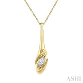 1/3 Ctw Swirl Accent Elongated Teardrop Marquise Cut Diamond Fashion Pendant With Chain in 14K Yellow Gold