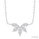 1/3 Ctw Semi-Circle Chevron Marquise Cut Diamond Fashion Necklace in 14K White Gold