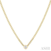 1/5 Ctw Bezel-Set Round Cut Diamond Curb Link Fashion Necklace in 14K Yellow Gold