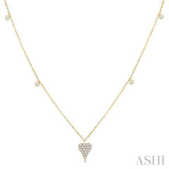 1/5 Ctw Heart Motif Round Cut Diamond Station Necklace in 10K Yellow Gold 1/5 Ctw Heart Motif Round Cut Diamond Station Necklace in 10K Yellow Gold
