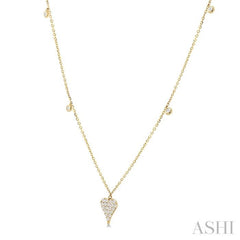 1/5 Ctw Heart Motif Round Cut Diamond Station Necklace in 10K Yellow Gold 1/5 Ctw Heart Motif Round Cut Diamond Station Necklace in 10K Yellow Gold