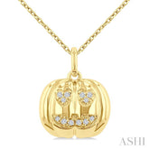 1/20 Ctw Petite Pumpkin Round Cut Diamond Fashion Pendant With Chain in 10K Yellow Gold