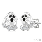 1/20 Ctw Petite Ghost Round Cut Diamond Fashion Earrings in 10K White Gold