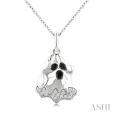 1/20 Ctw Petite Ghost Round Cut Diamond Pendant With Chain in 10K White Gold