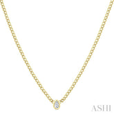 1/5 Ctw Bezel Set Pear Cut Diamond Curb Link Fashion Necklace in 14K Yellow Gold
