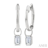 1/3 Ctw Bezel Set Emerald Cut Diamond Huggie Earrings in 14K White Gold