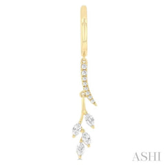 1/2 Ctw Marquise and Round Cut Diamond Leaf Dangler Hoop Earrings in 14K Yellow Gold 1/2 Ctw Marquise and Round Cut Diamond Leaf Dangler Hoop Earrings in 14K Yellow Gold