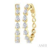 1 1/2 Ctw North-South Pear Shape Diamond Fashion Hoop Earrings in 14K Yellow Gold