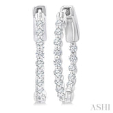 1/2 Ctw Inside-Out Single Prong Set Round Cut Diamond Hoop Earrings in 14K White Gold