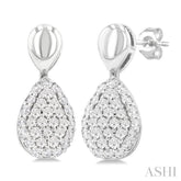 1/3 Ctw Pear Shape Mount Pave Set Single Cut Diamond Fashion Earrings in 10K White Gold