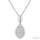 1/4 Ctw Pear Shape Pave Set Round Cut Diamond Fashion Pendant With Chain in 10K White Gold