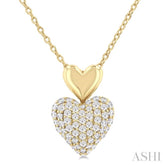 1/4 Ctw Heart Shape Pave Set Single Cut Diamond Fashion Pendant With Chain in 10K Yellow Gold