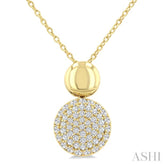 1/4 Ctw Circular Mount Pave Set Single Cut Diamond Fashion Pendant With Chain in 10K Yellow Gold