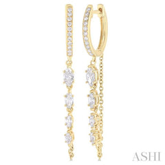 3/4 Ctw Marquise and Round Cut Diamond Journey Long Chain Fashion Earrings in 14K Yellow Gold 3/4 Ctw Marquise and Round Cut Diamond Journey Long Chain Fashion Earrings in 14K Yellow Gold