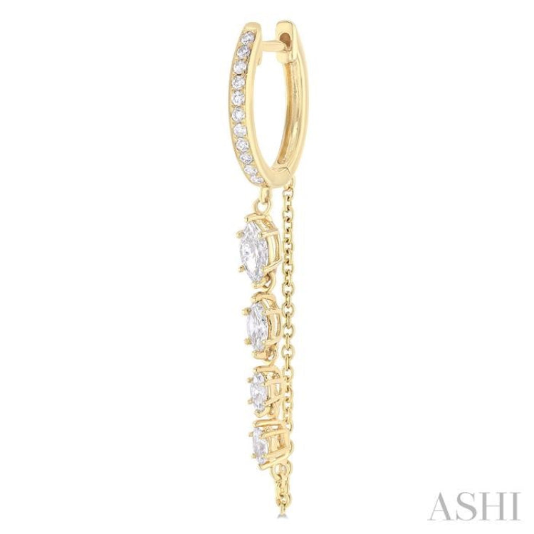 3/4 Ctw Marquise and Round Cut Diamond Journey Long Chain Fashion Earrings in 14K Yellow Gold 3/4 Ctw Marquise and Round Cut Diamond Journey Long Chain Fashion Earrings in 14K Yellow Gold