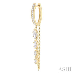 3/4 Ctw Marquise and Round Cut Diamond Journey Long Chain Fashion Earrings in 14K Yellow Gold 3/4 Ctw Marquise and Round Cut Diamond Journey Long Chain Fashion Earrings in 14K Yellow Gold