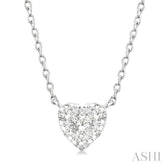 1/10 Ctw Lovebright Petite Heart Shape Round Cut Diamond Fashion Pendant With Chain in 10K Yellow and White Gold