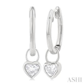 1/3 Ctw Bezel Set Heart Cut Diamond Huggie Earrings in 14K White Gold