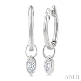 1/3 Ctw Bezel Set Marquise Cut Diamond Huggie Earrings in 14K White Gold