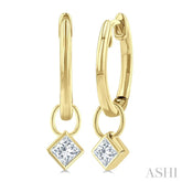 1/3 Ctw Bezel Set Princess Cut Diamond Huggie Earrings in 14K Yellow Gold