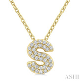 1/10 Ctw Bubble Accent Initial 'S' Round Cut Diamond Fashion Pendant With Chain in 10K Yellow Gold