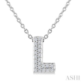 1/20 Ctw Initial 'L' Round Cut Diamond Fashion Pendant With Chain in 10K White Gold