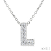 1/20 Ctw Initial 'L' Round Cut Diamond Fashion Pendant With Chain in 10K White Gold