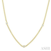 1/2 Ctw Bezel-Set Octagon Shape Round Cut Diamond Curb & Cuban Link Fashion Station Necklace in 14K Yellow Gold