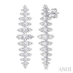 2 Ctw Waterfall Round Cut Diamond Fashion Earring in 14K White Gold 2 Ctw Waterfall Round Cut Diamond Fashion Earring in 14K White Gold