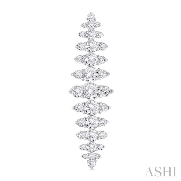 2 Ctw Waterfall Round Cut Diamond Fashion Earring in 14K White Gold 2 Ctw Waterfall Round Cut Diamond Fashion Earring in 14K White Gold