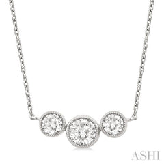 1.00 Ctw Past, Present & Future 3-Stone Bezel Set Round Cut Diamond Necklace in 14K White Gold 1.00 Ctw Past, Present & Future 3-Stone Bezel Set Round Cut Diamond Necklace in 14K White Gold
