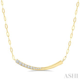 1/10 Ctw Smile Face Bar Round Cut Diamond Paperclip Necklace in 10K Yellow Gold