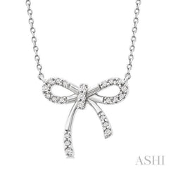 1/10 Ctw Bow Single Cut Diamond Fashion Pendant With Chain in Sterling Silver 1/10 Ctw Bow Single Cut Diamond Fashion Pendant With Chain in Sterling Silver