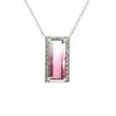 Bi-Color Tourmaline and Diamond Pendant