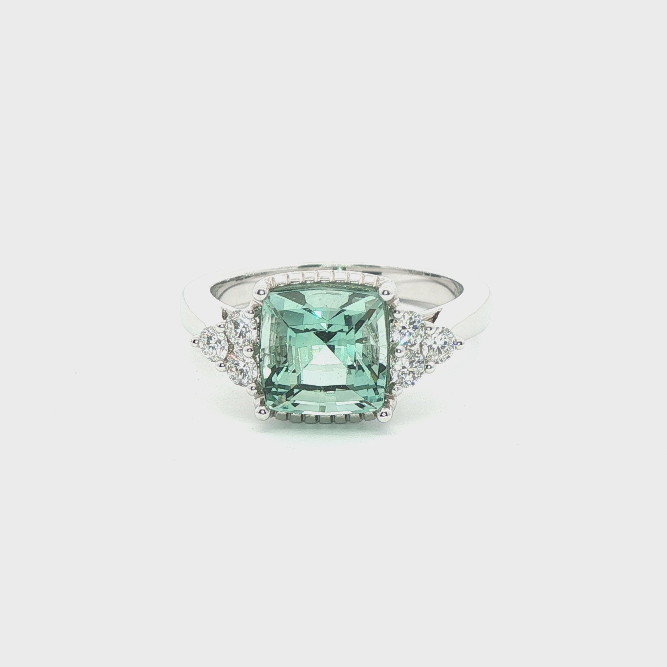 Green Beryl and Diamond Ring