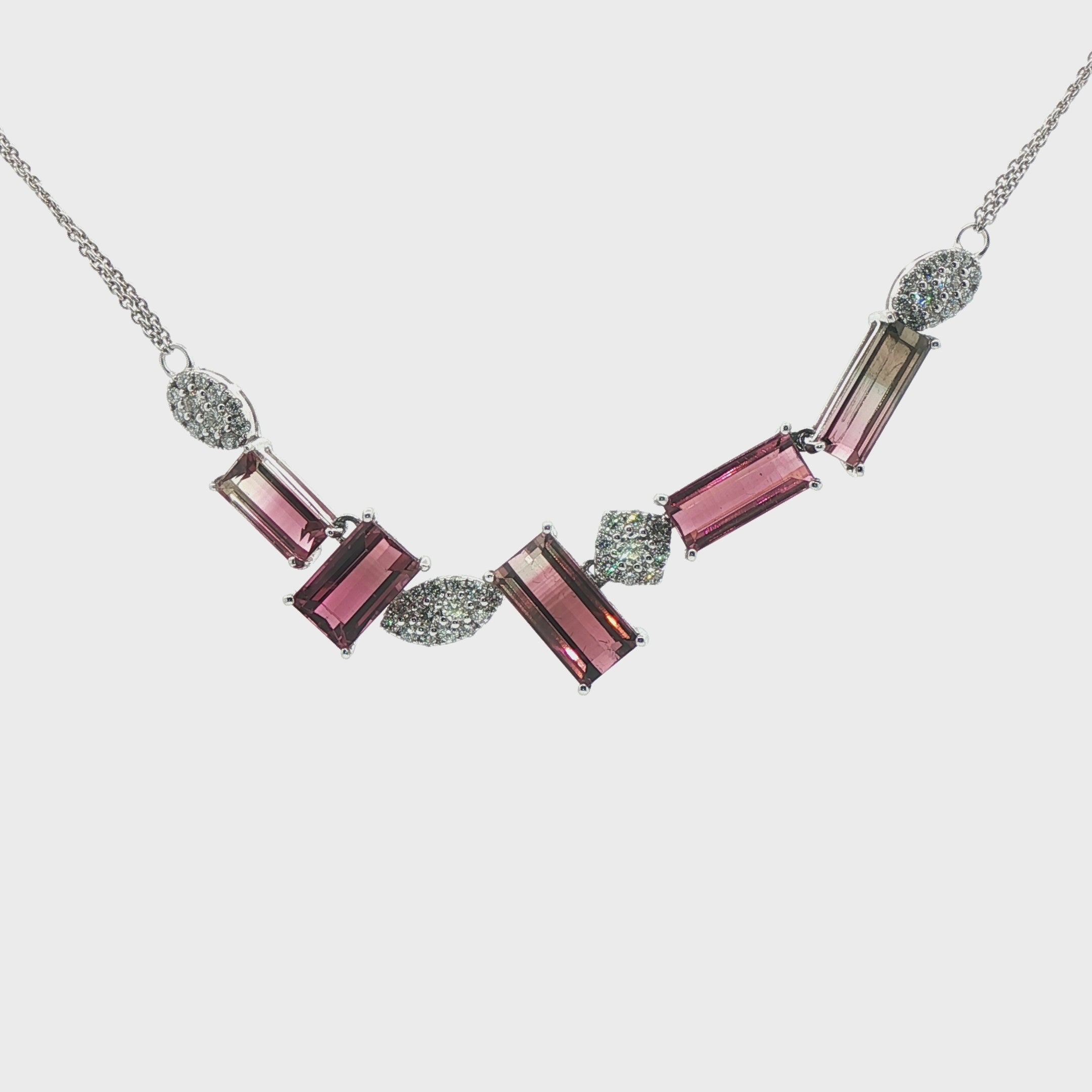 Bi-Color Tourmaline and Diamond Bib Necklace