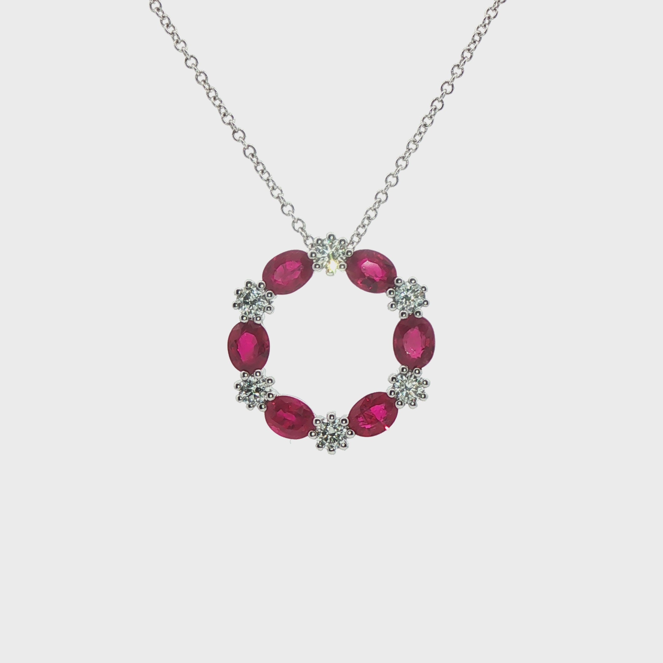 Ruby and Diamond Circle Pendant