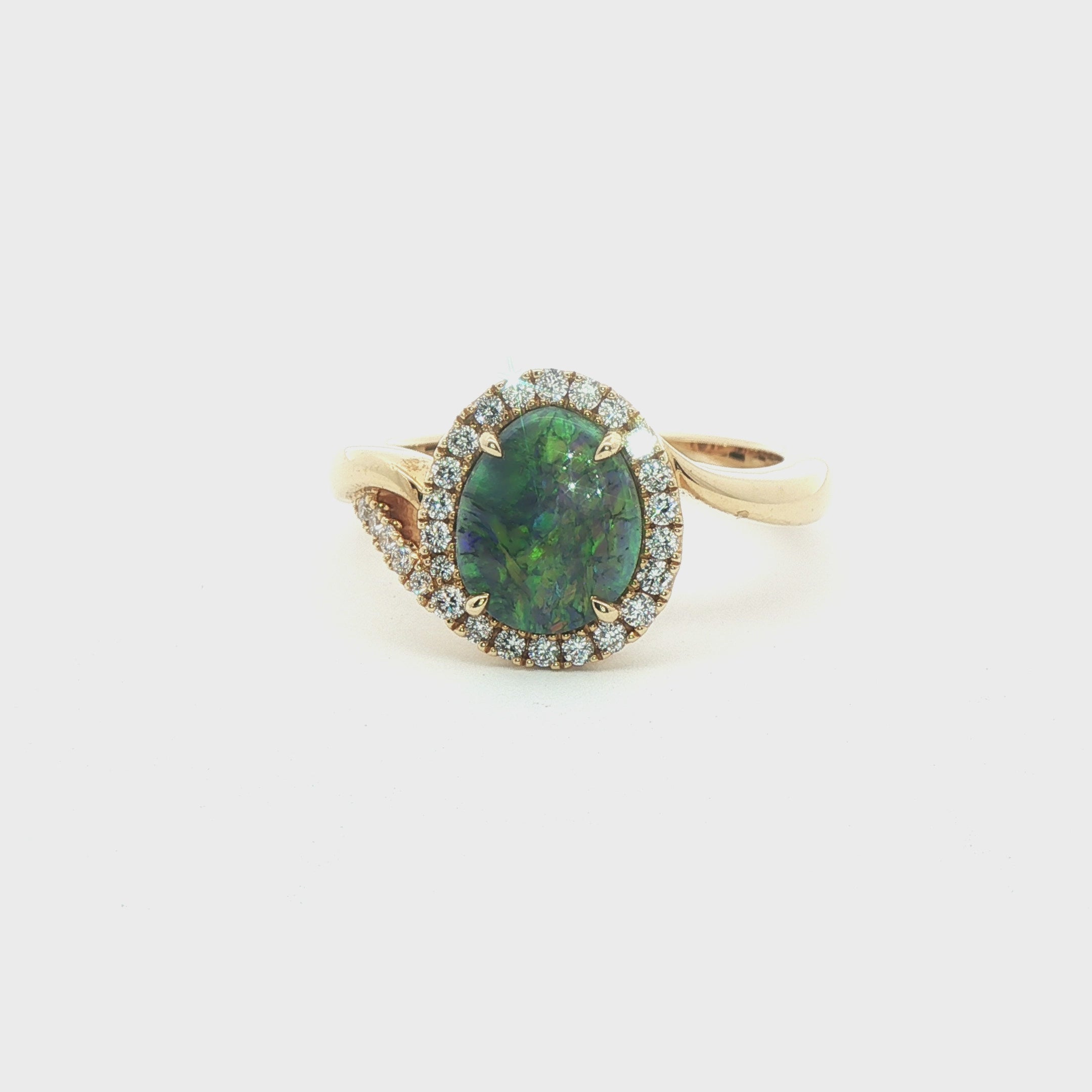 Black Opal and Diamond Ring