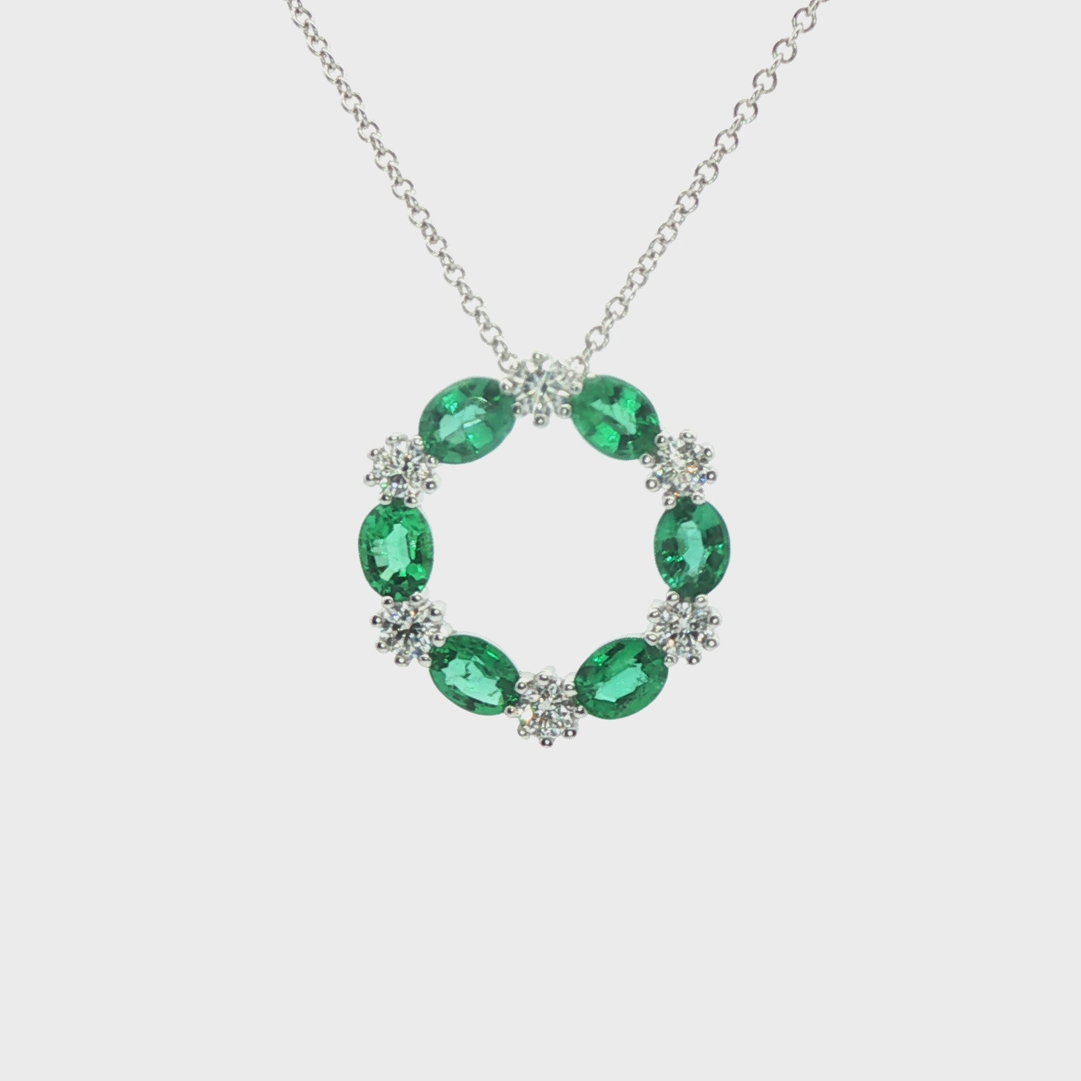 Emerald and Diamond Circle Pendant