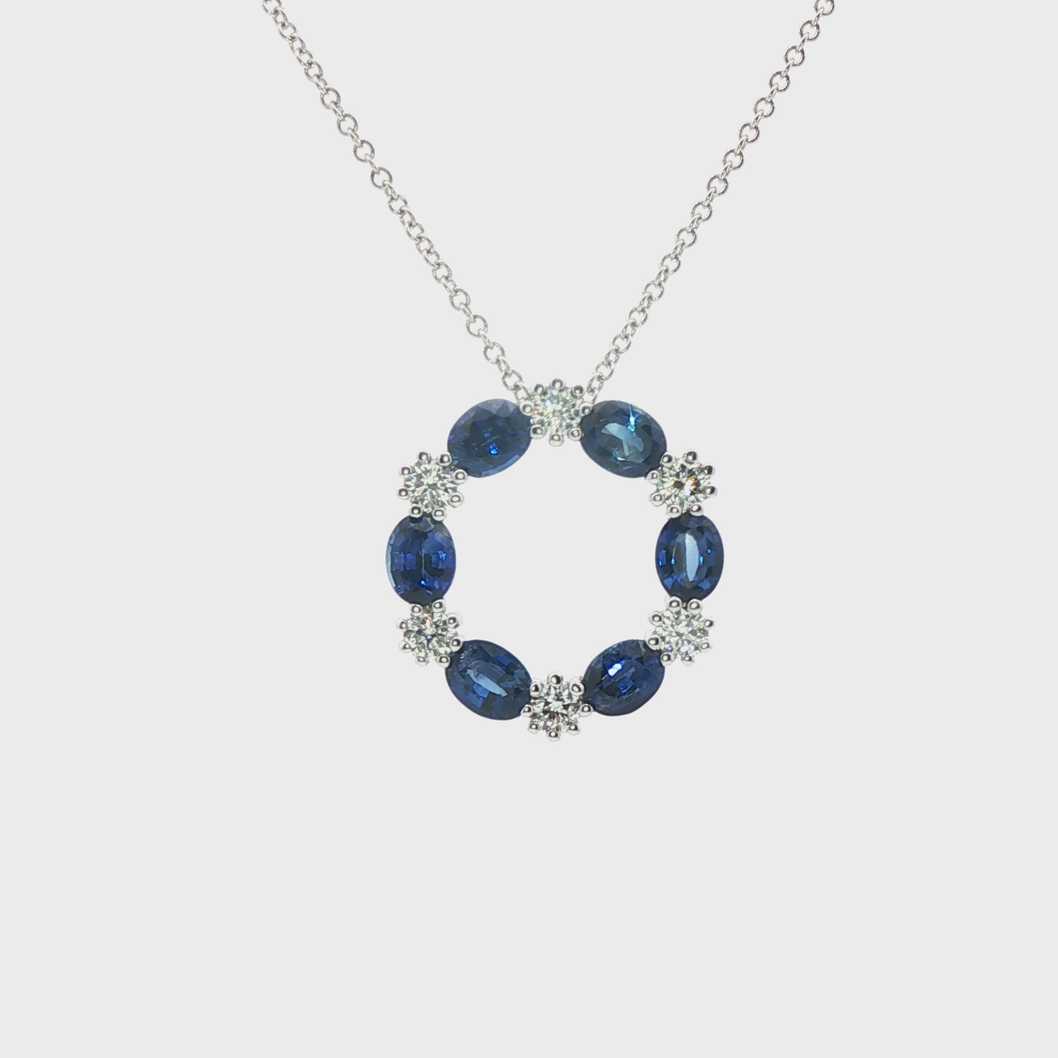 Sapphire and Diamond Circle Pendant