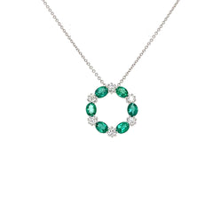Emerald and Diamond Circle Pendant