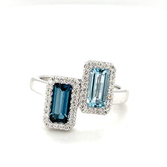 London and Swiss Blue Topaz Ring