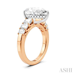 1 1/4 Ctw Pear Shape Emerald and Round Cut Diamond Semi-Mount Engagement Ring in 14K Rose and White Gold